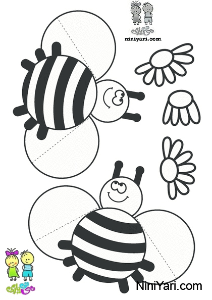 دانلود برگه نقاشی رنگ آمیزی با موضوع زنبور